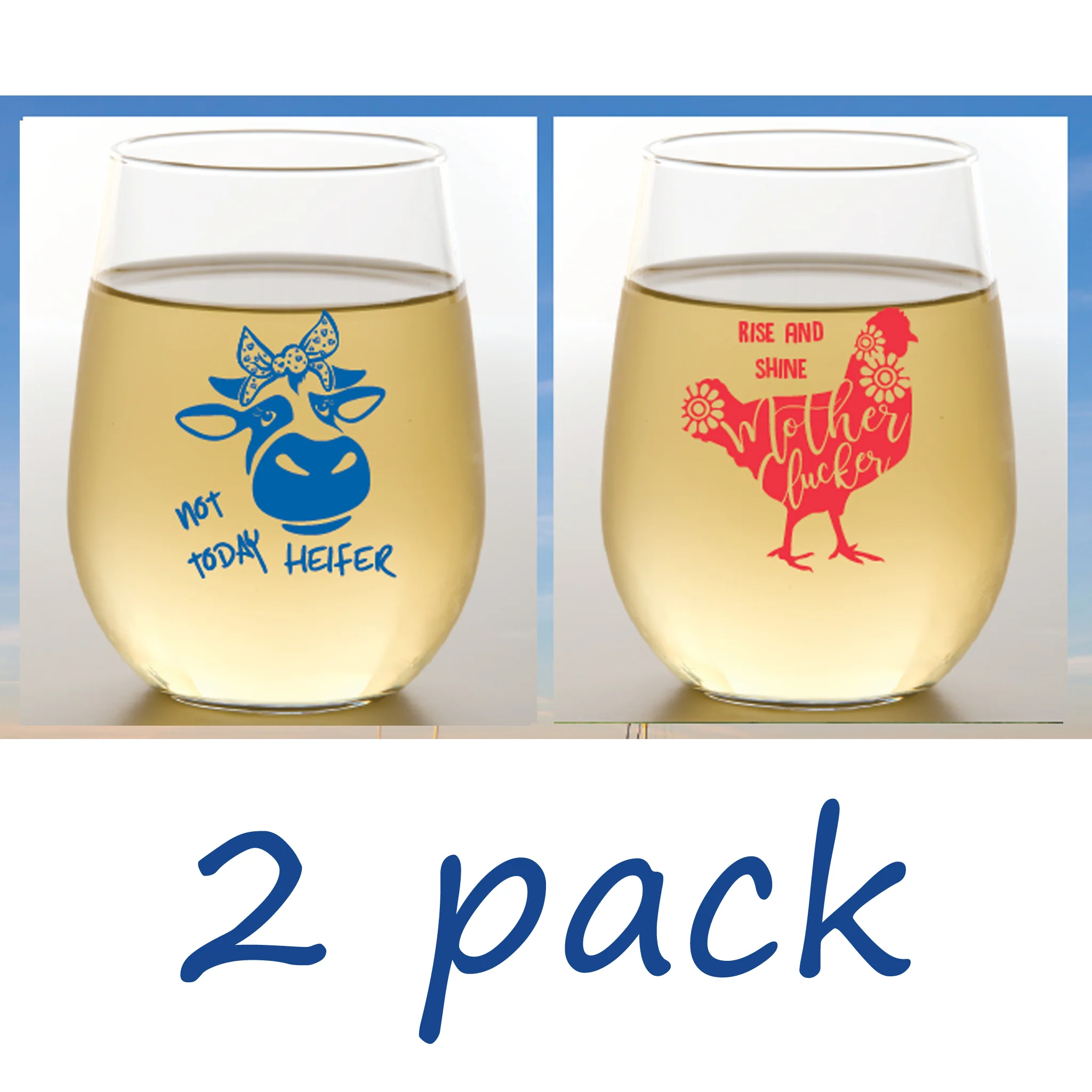 Shatterproof Stemless Wine Set of 2 - Assorted Designs - Image 5