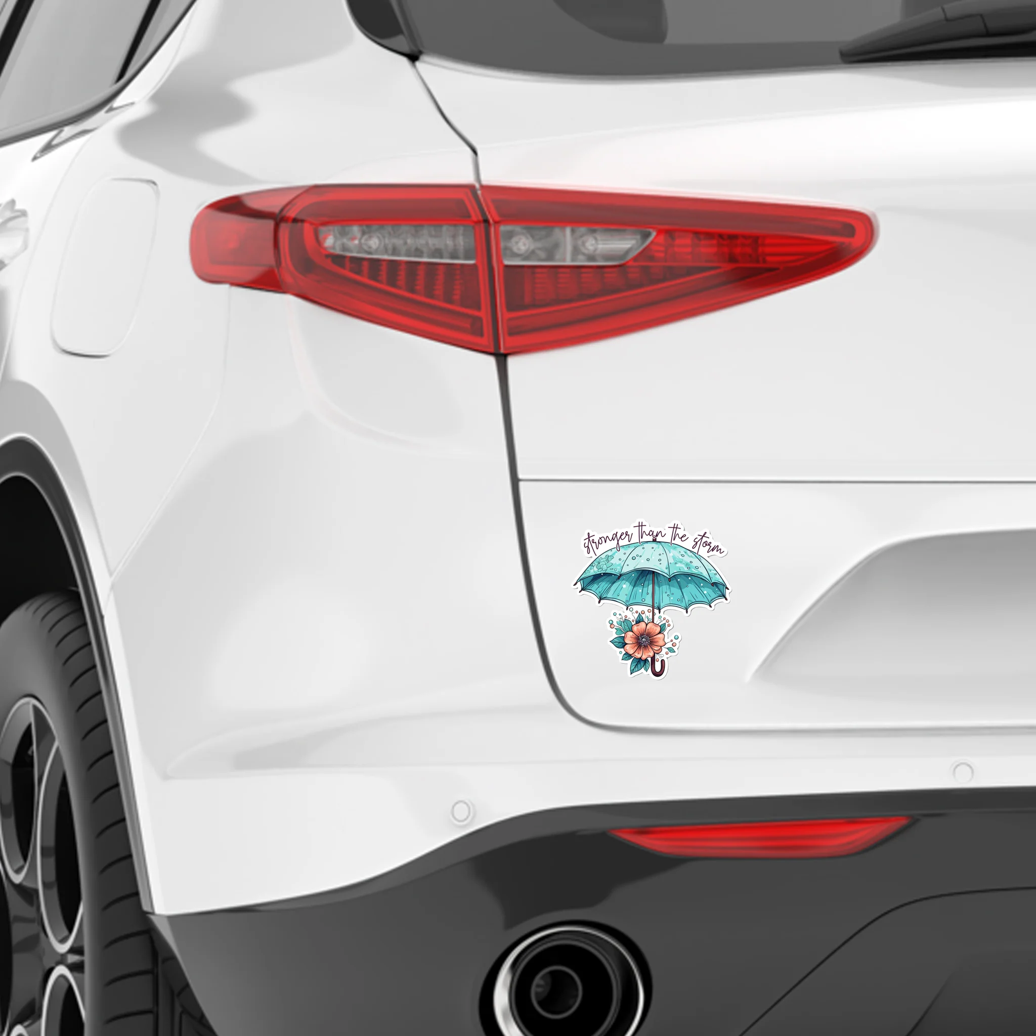 Stronger Than The Storm Floral Die Cut Vinyl Sticker - Image 2