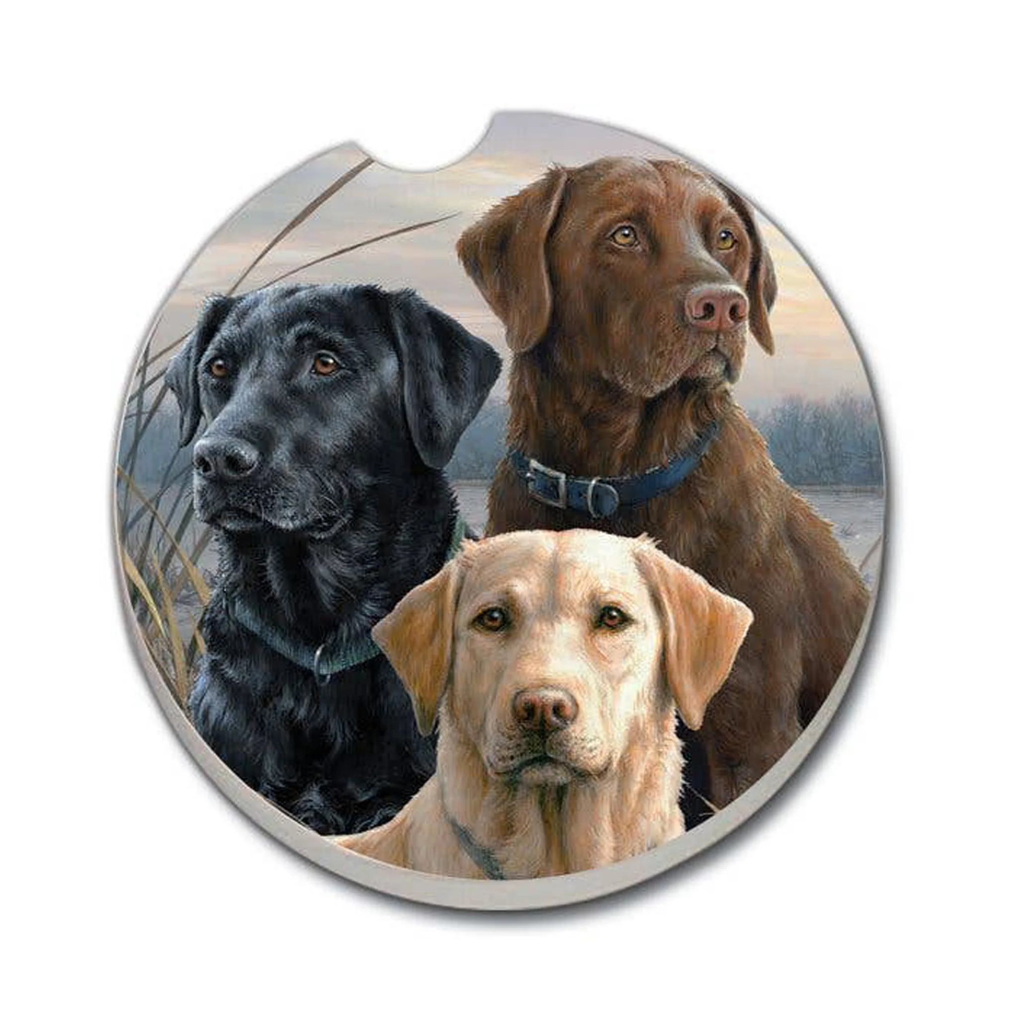 Three Labrador Retrievers Absorbent Stone Car Coaster