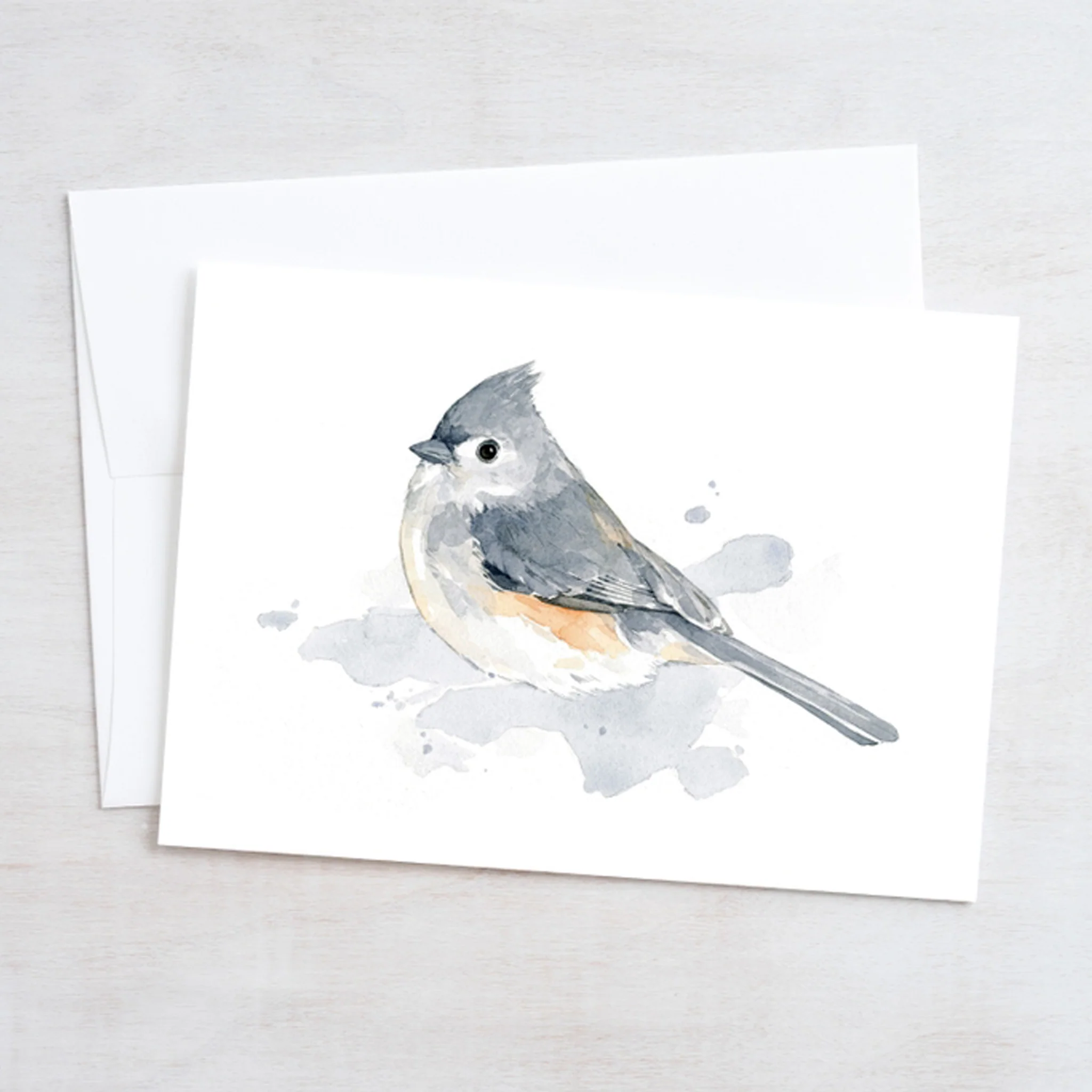 Tufted Titmouse Watercolor Art 5"x7" Notecard - Image 2